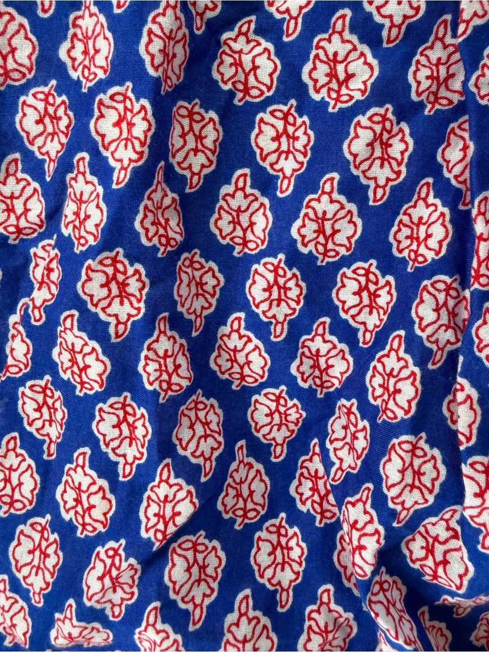 J. Crew Blue Blouse with Red and White Floral Print 100% cotton